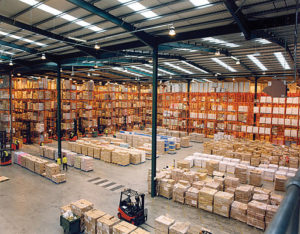 This is what a pallet rack system in a warehouse looks like.