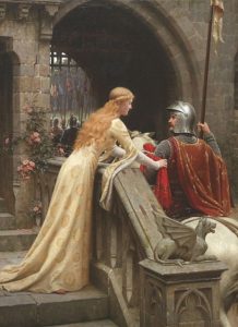 Edmund Leighton's "God Speed," an illustration of courtly love. A risky workplace romance.