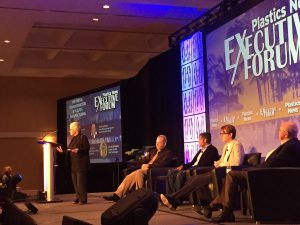 The panel discussing digital transformation at the Plastics News Executive Forum in Naples, FL, March 2019